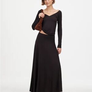 Madewell Jersey Asymmetric-Seam Midi Skirt